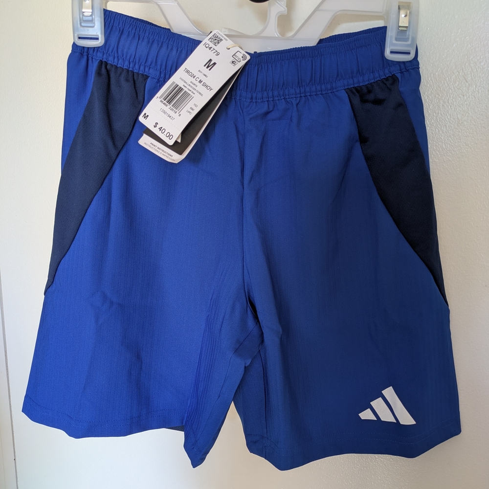 Adidas Boy's Athletic Shorts in Blue with Black or Navy Blue Accents